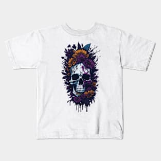 Blossoming Skull Shadows - Halloween Kids T-Shirt